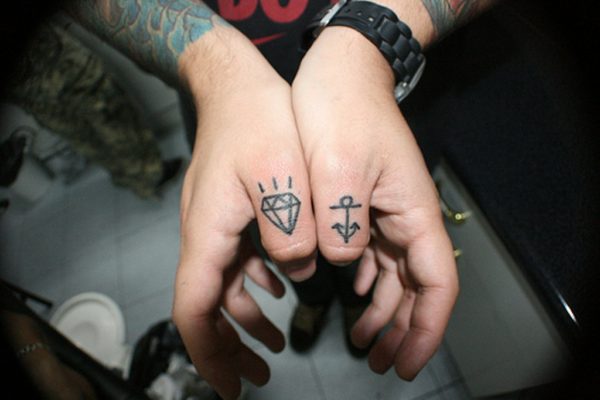 Anchor And Diamond Tattoo