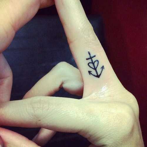 Anchor Tattoo on Finger