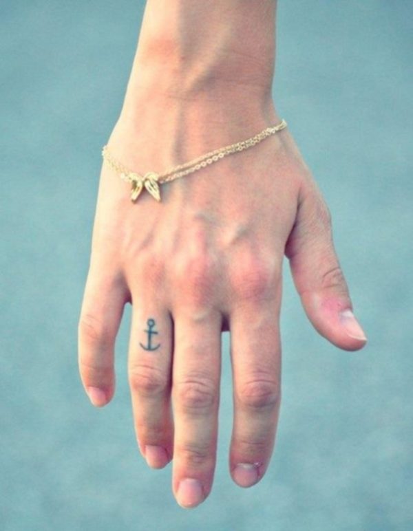 Anchor Tattoo On Finger 