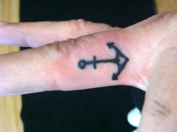 Anchor Tattoo On Finger