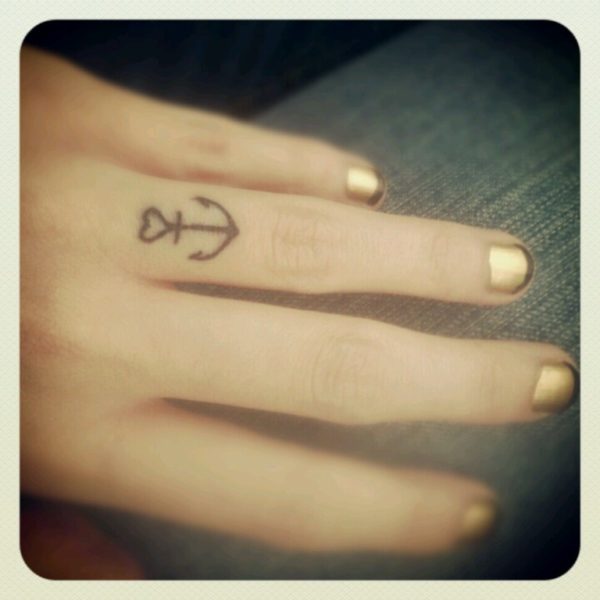 Anchor Tattoo On Finger