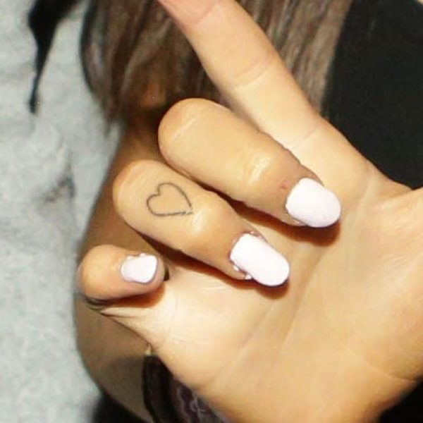 Ariana Grande Heart Finger Tattoo