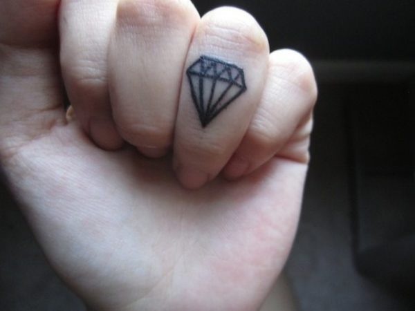 Awesome Diamond Tattoo On Finger