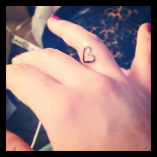 Awesome Heart Tattoo On Finger