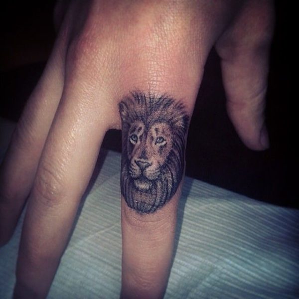 Awesome Lion Tattoo On Finger