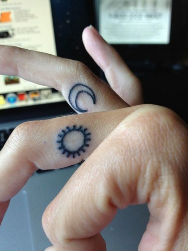 Awesome Moon Tattoo On Finger
