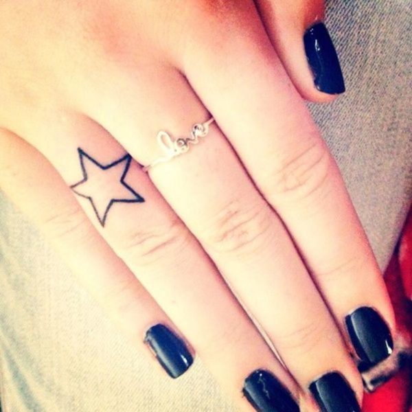 Awesome Star Tattoo On Finger