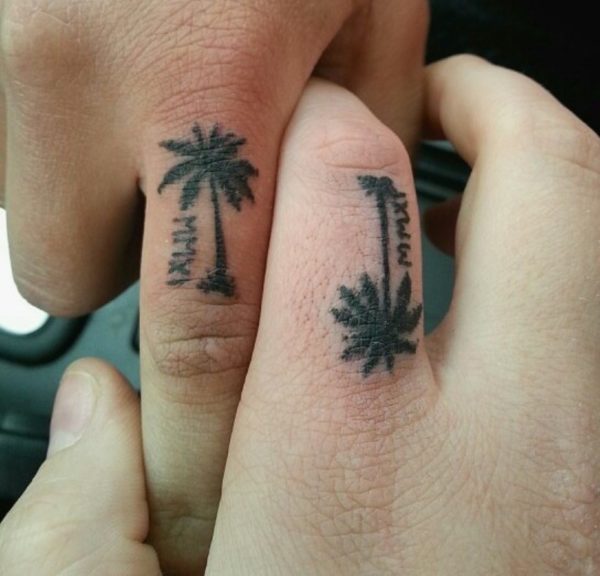 Black Ink Palm Tree Tattoo
