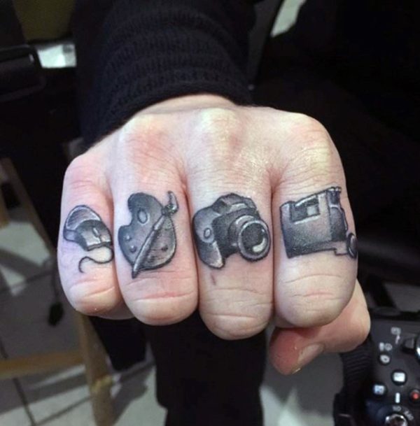 Camera Tattoo On Finger