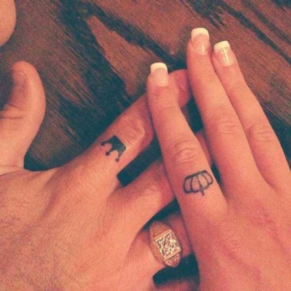 Couple Crown Finger Tattoo