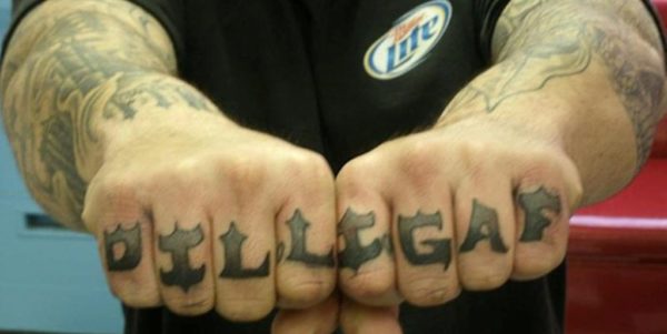 DILLIGAF Wording Tattoo