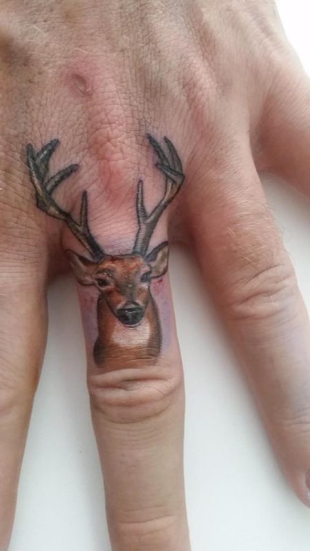 Deer Tattoo On Finger