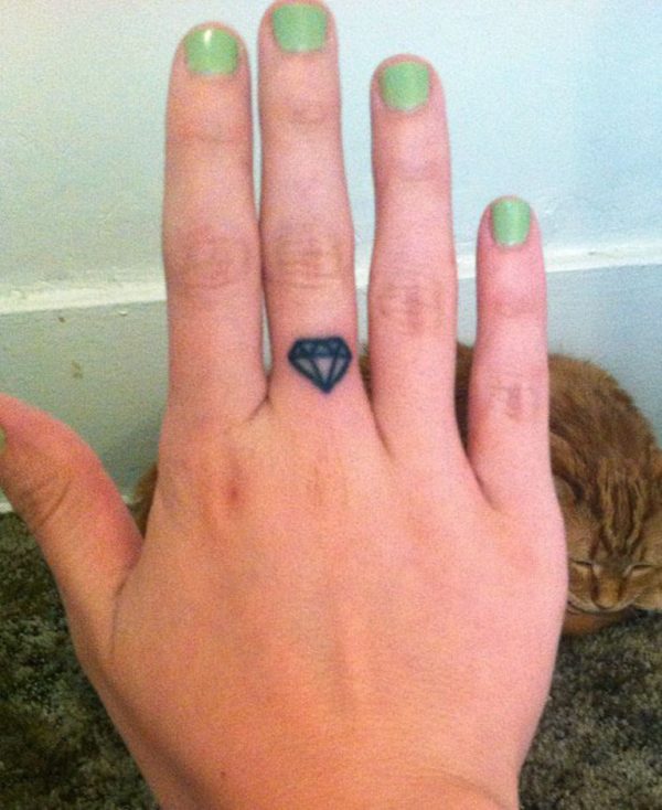 Diamond Tattoo Design On Finger
