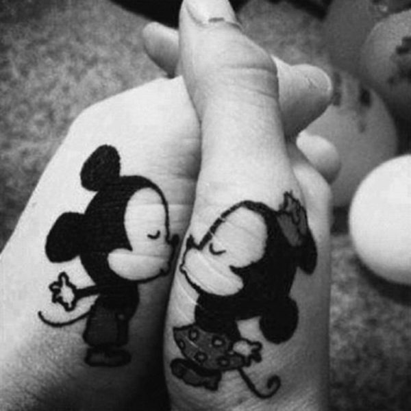 Disney Characters Tattoo On Fingers