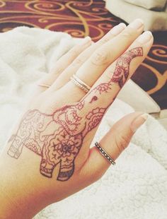 Elephant Tattoo Design on Finger