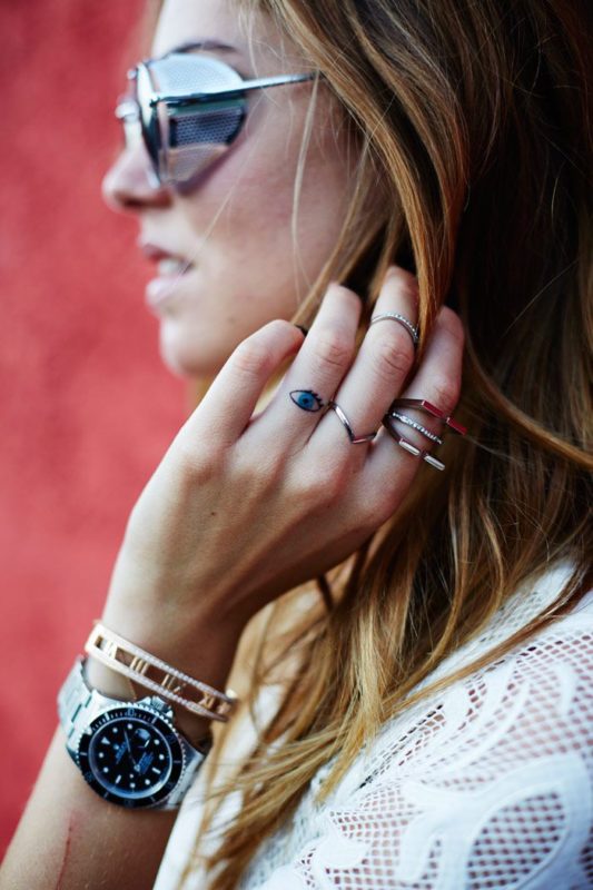 Evil Eye Design On Finger