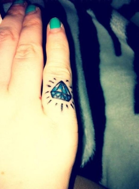 Fantastic Diamond Tattoo On Finger