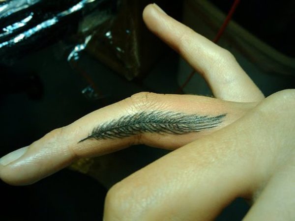 Feather Tattoo Design On Finger