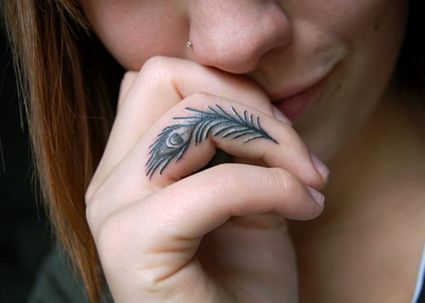 Feather Tattoo On Finger