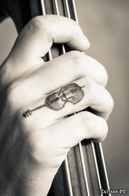 Guitar Tattoo On Finger
