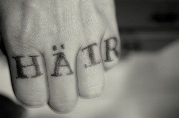 Hatr Word Tattoo On knuckle