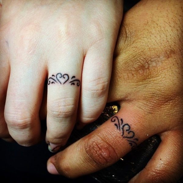 Heart Ring Tattoo On Finger