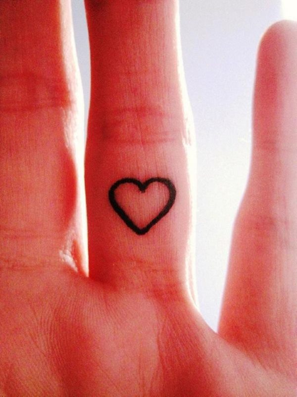 Heart Tattoo On Middle Finger