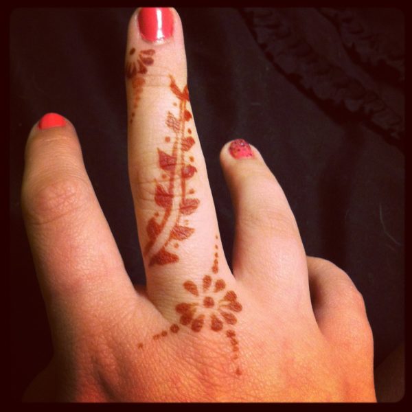 Henna Flower Tattoo Design On Finger 