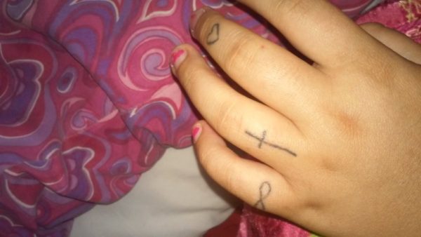 Infinity And Cross Tattoo On Finger