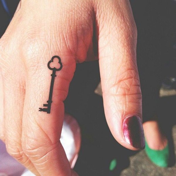 Key Tattoo On Finger