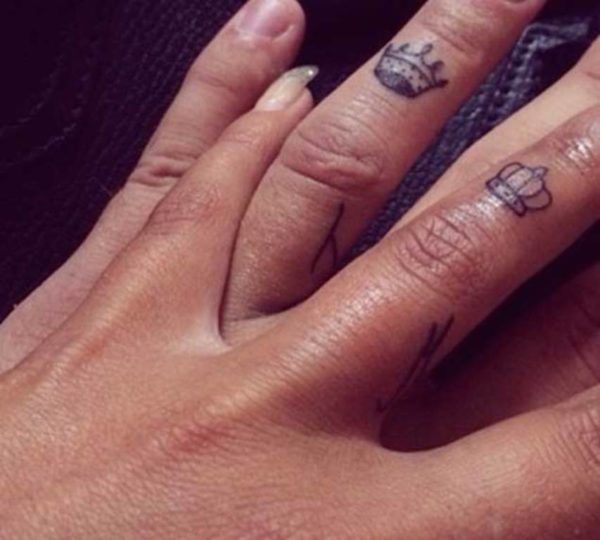 King and Queen  Crown Finger Tattoo