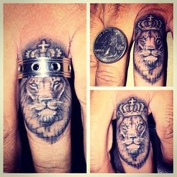 Lion Tattoo on Finger