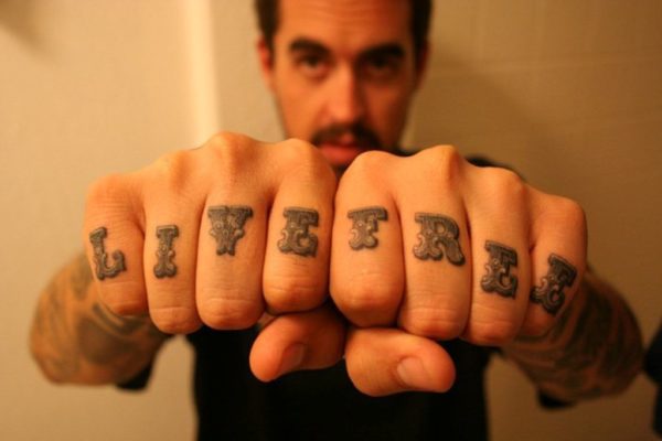 Live Free Tattoo On knuckle