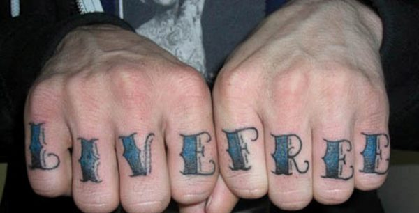Live Free Wording Tattoo On knuckle