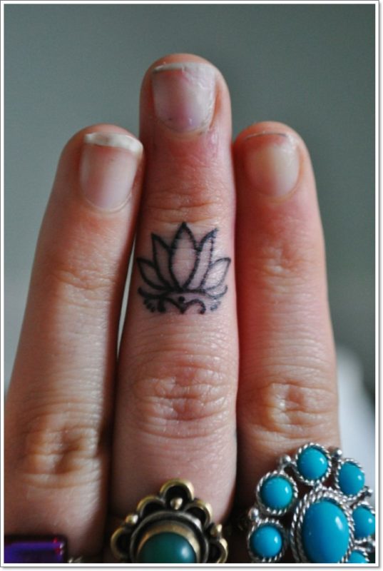 Lotus Tattoo On Finger