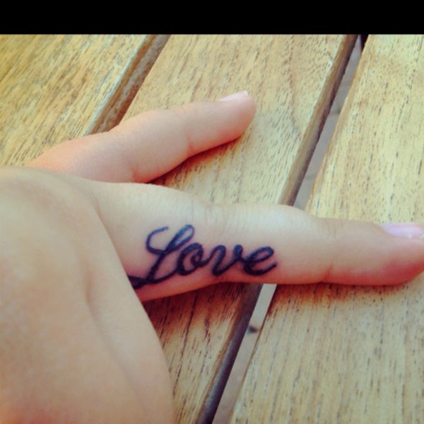 Love Tattoo Design On Finger