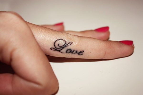 Nice Love Tattoo On Finger