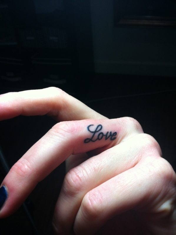 Love Word Finger Tattoo