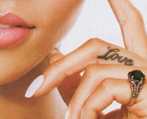 Love Word Tattoo On Finger