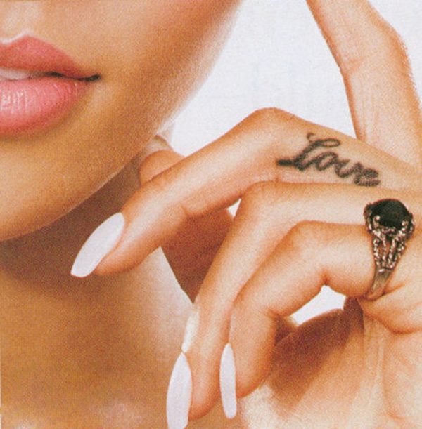 Love Words Tattoo On Finger