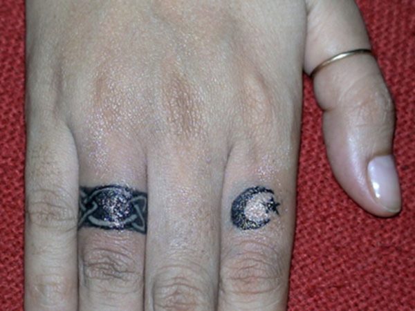 Moon Tattoo Design On Finger