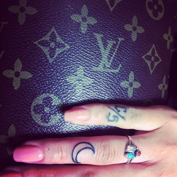 Moon  Tattoo Design On Finger