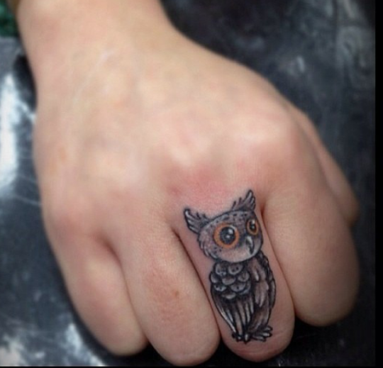 Owl Finger Tattoo