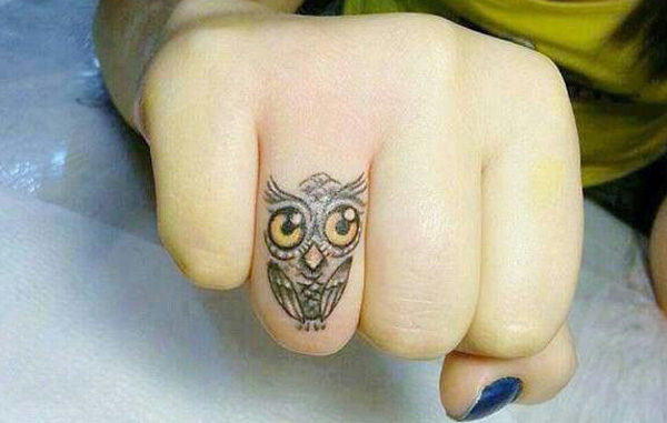 Owl Tattoo Design On Finger