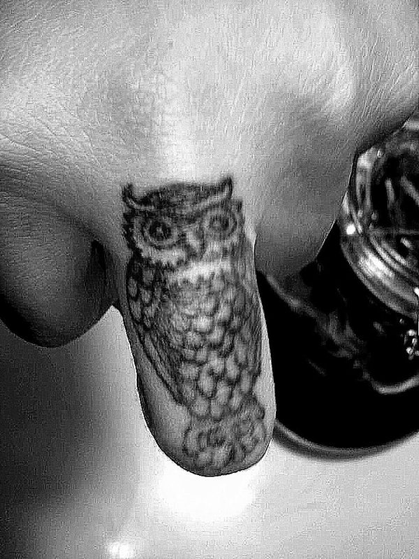 Owl Tattoo On Thumb