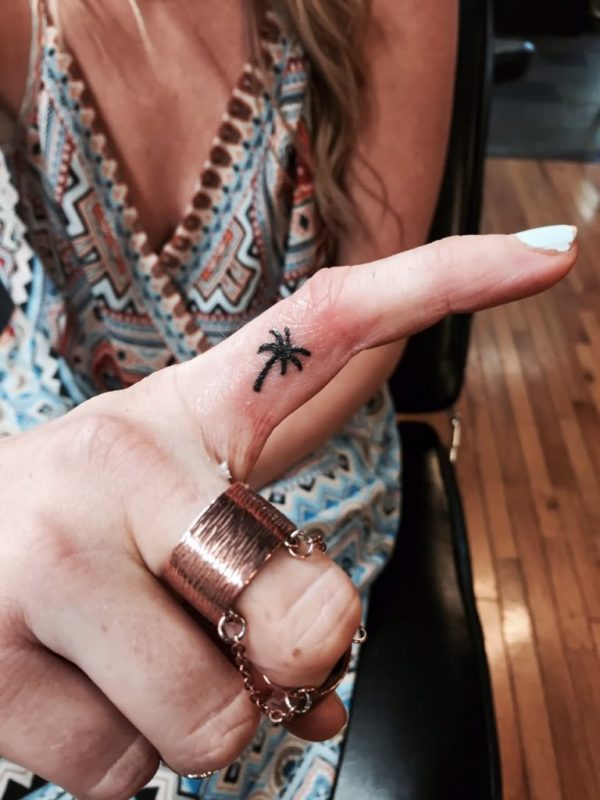 Palm Tree Finger Tattoo