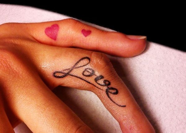 Pink Heart And Love Tattoo