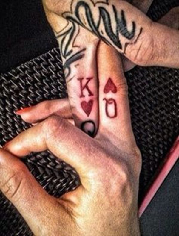 Queen Of Hearts Finger Tattoo