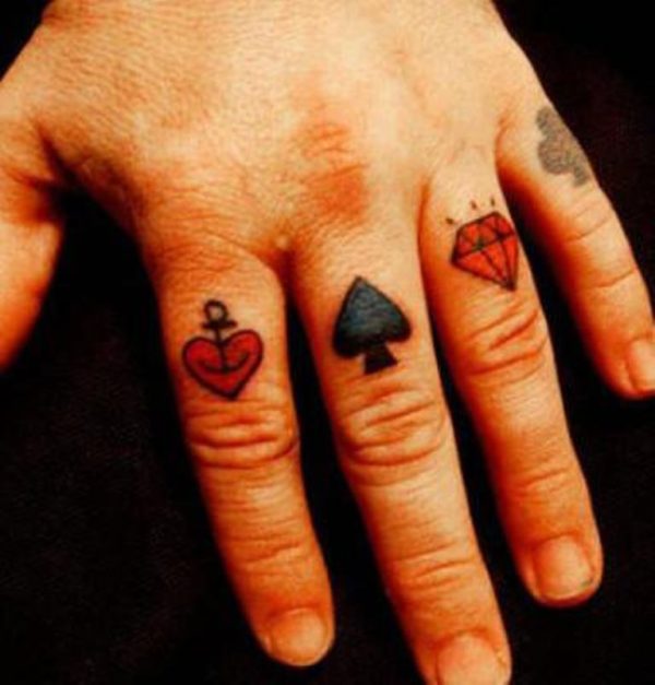 Red Diamond Tattoo On Finger
