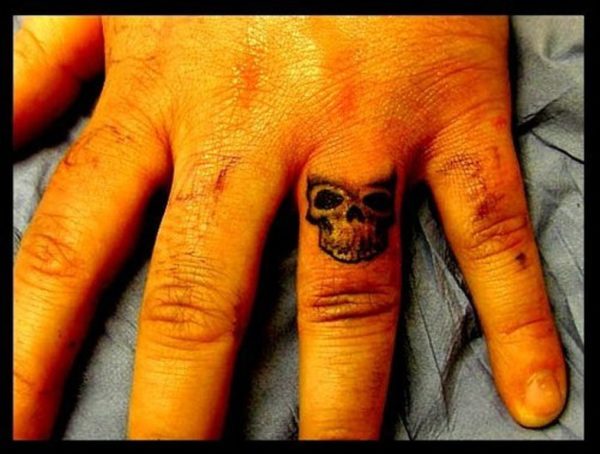 Skull Tattoo On Finger